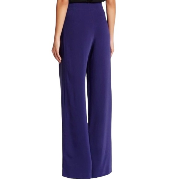 PARKER Eldora Polyester Wide Leg Pleat Front Banded Waist Pants, Navy A410, Sz 6 - Picture 2 of 5